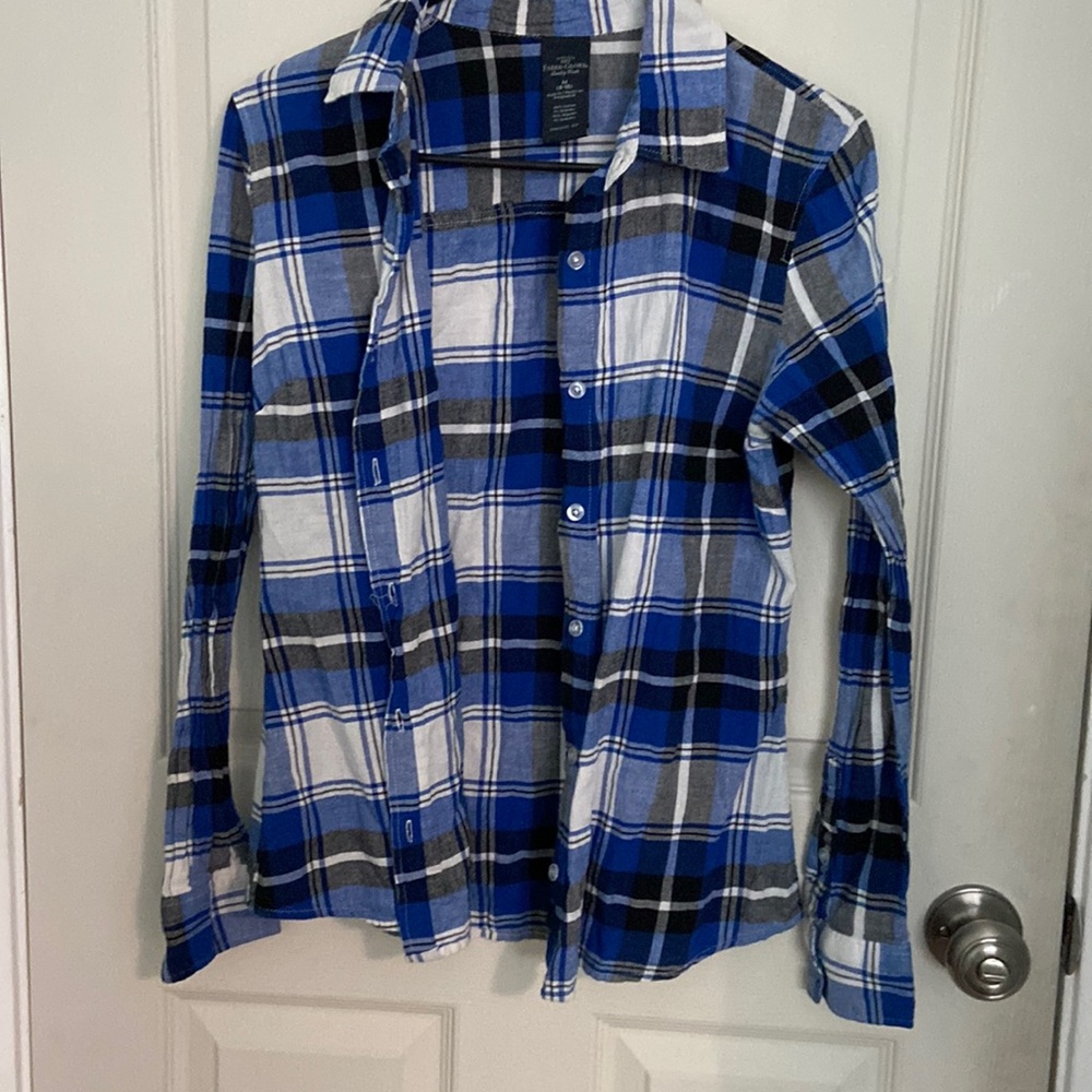 royal blue flannel top